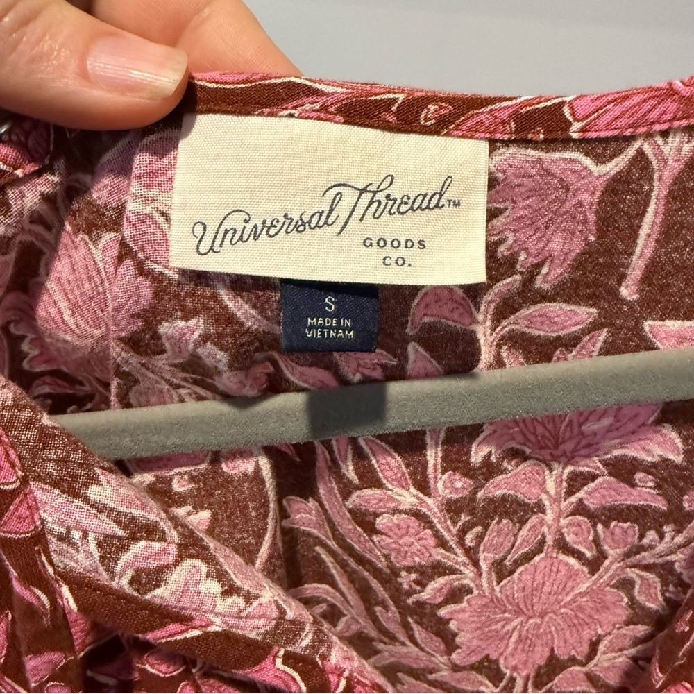 Universal Thread Pink and Burgundy Floral Dress - Picture 5 of 6